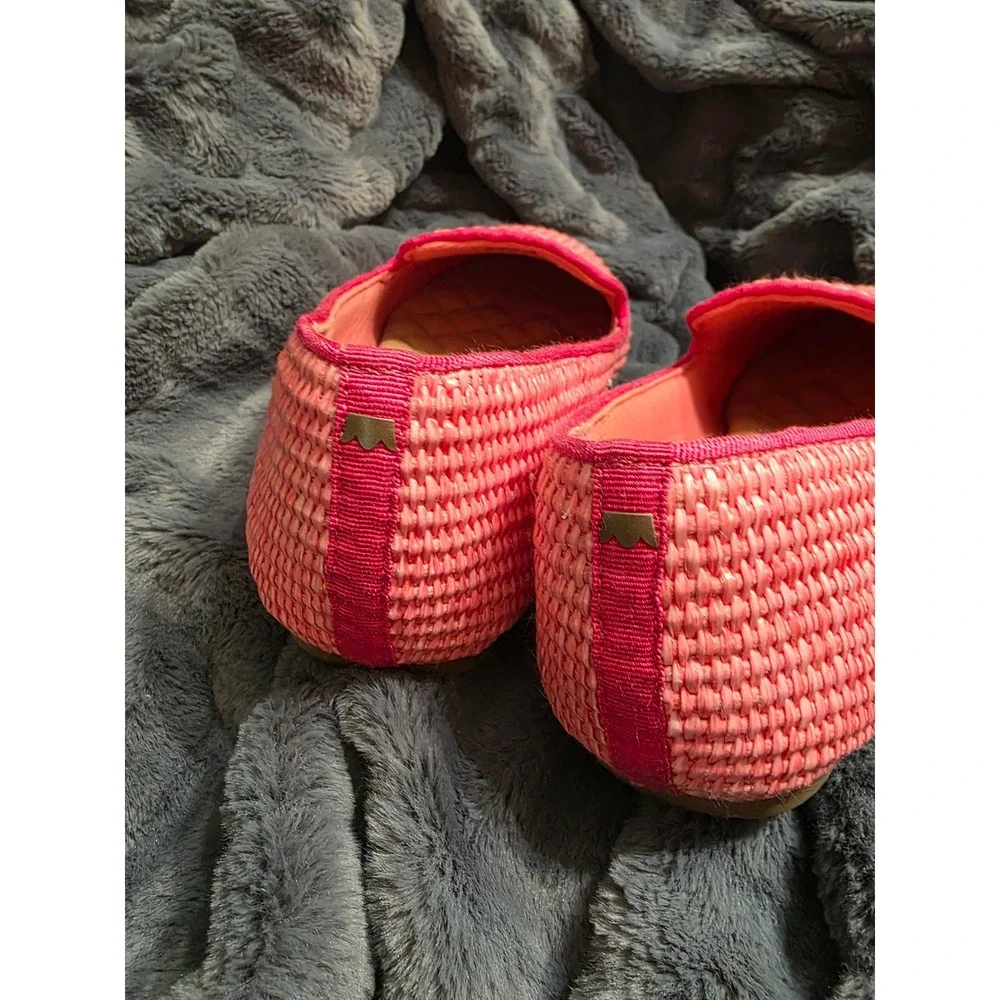 Birdies Starling Pink Woven Raffia Loafers Smoking Slippers Womens 9.5